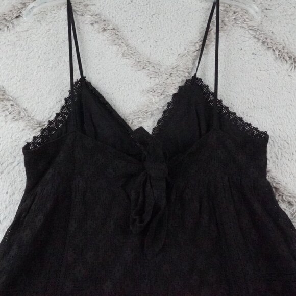 Zara Strappy Embroidered Mini Dress Womens Small Black Floral Black W/ Pockets - Picture 12 of 13